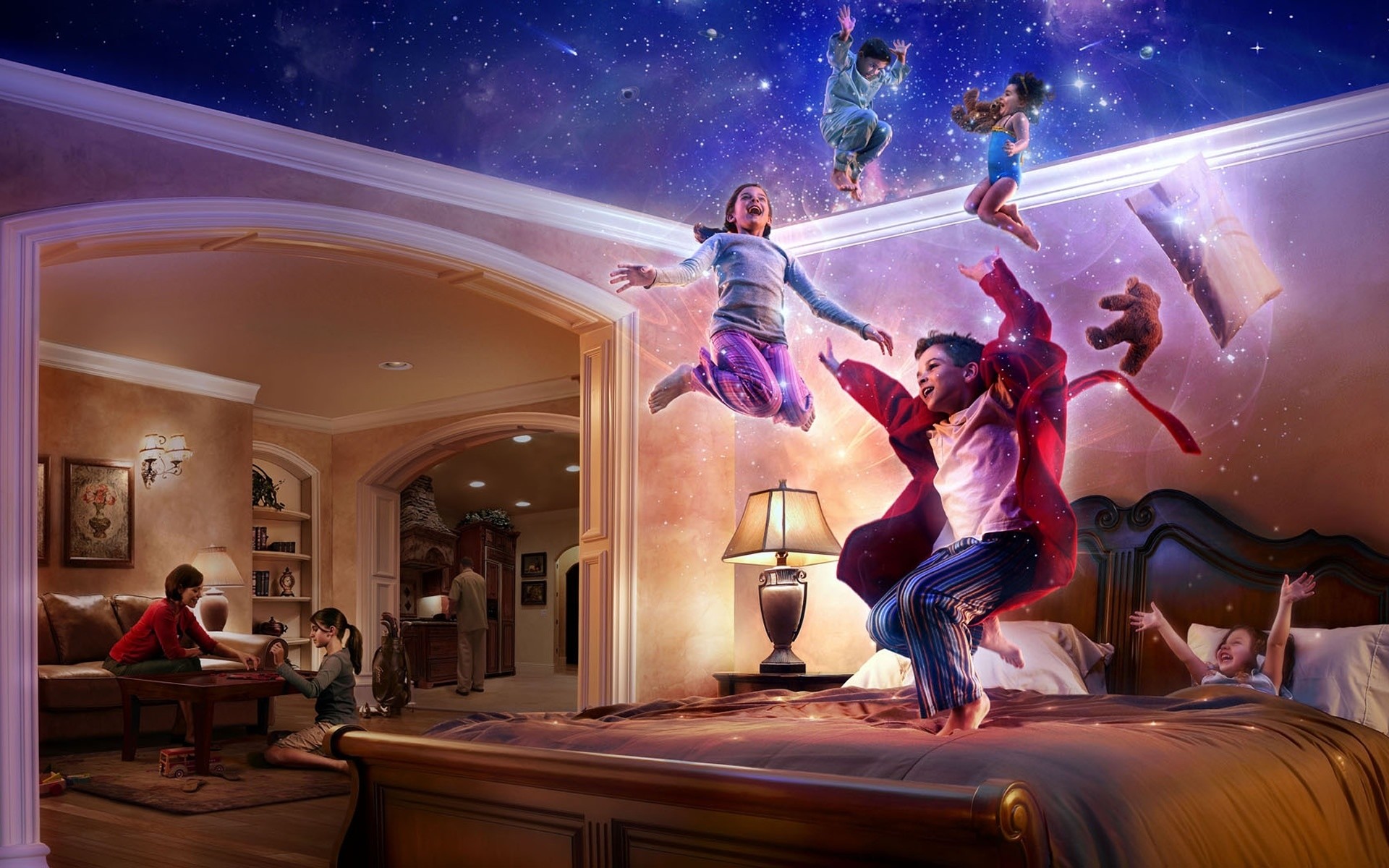 fantasy music performance adult light group woman stage family digital art