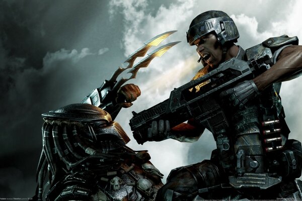 A soldier kills a terrible monster
