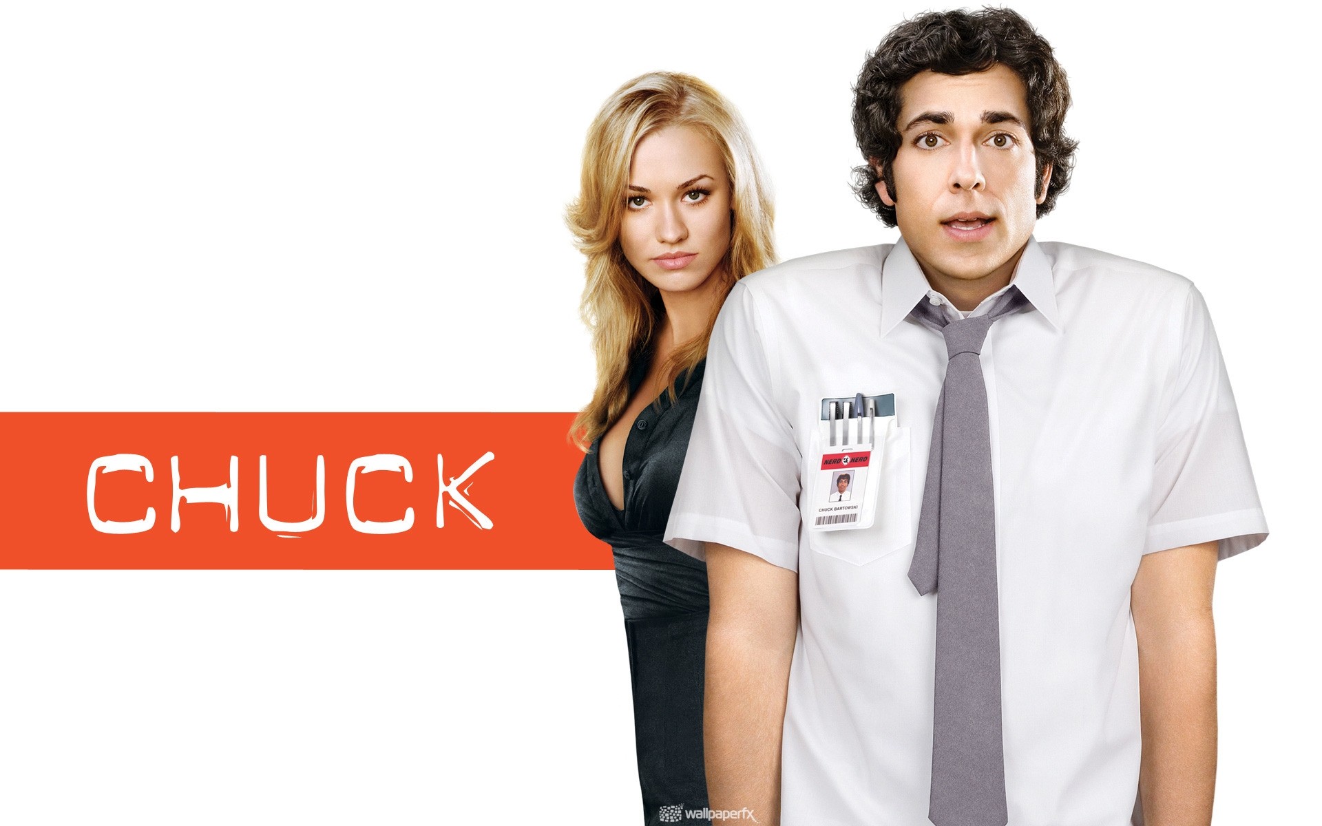 tv series isolated woman man business fine-looking young zachary levi yvonne strahovski chuck bartowski sarah walker