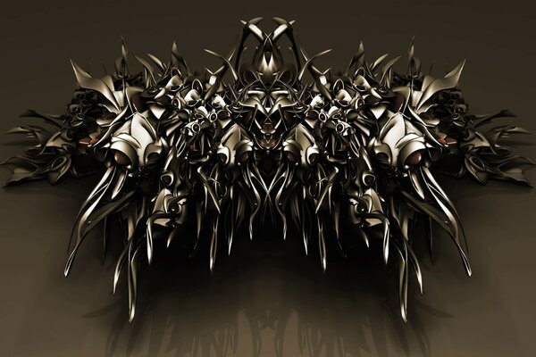 Metallic abstraction on a dark background