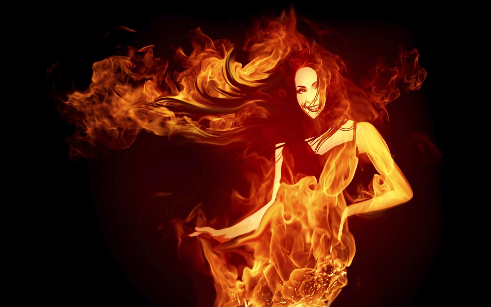 fire flame hot smoke heat danger burn burnt bonfire inferno flammable magic energy blaze tongue fireplace dark wildfire girl abstract background