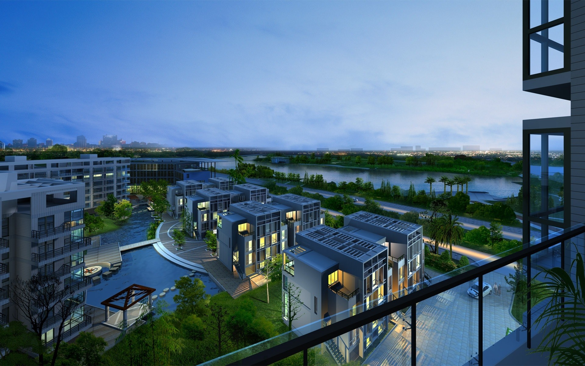 residential areas water architecture travel outdoors sky city river building daylight tree lake 3d buildings