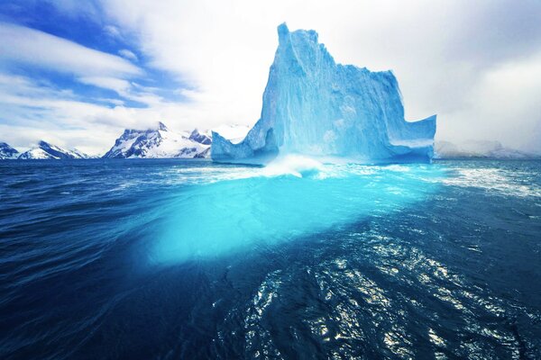 Beautiful glacier landscape on the ocean background