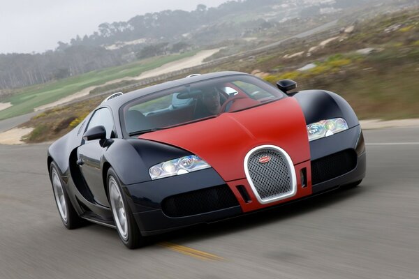 Black Bugatti car in advertising