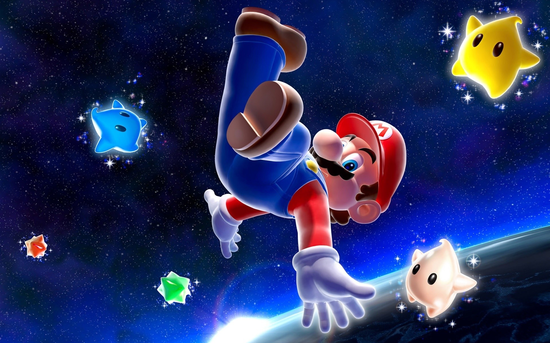 mario christmas moon background
