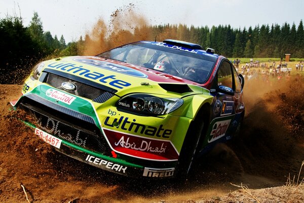 Rally leader of the race on the track