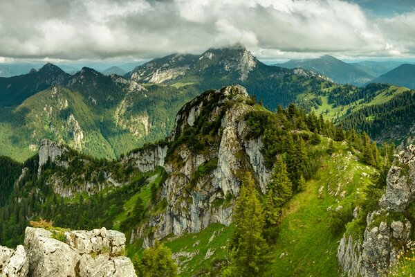 Beautiful mountain landscape with clouds