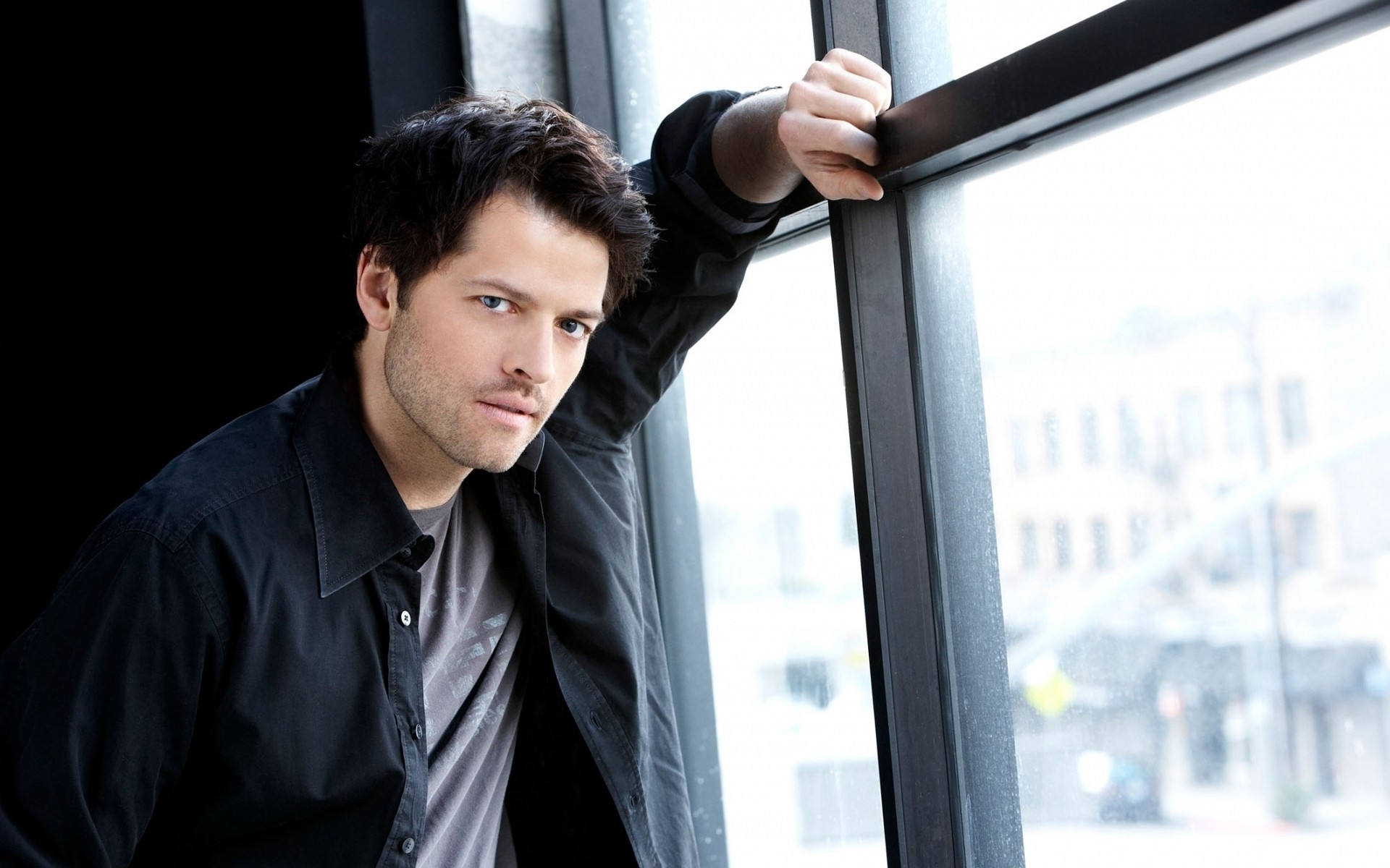 men man indoors business looking connection adult window fine-looking contemporary castiel supernatural actor male