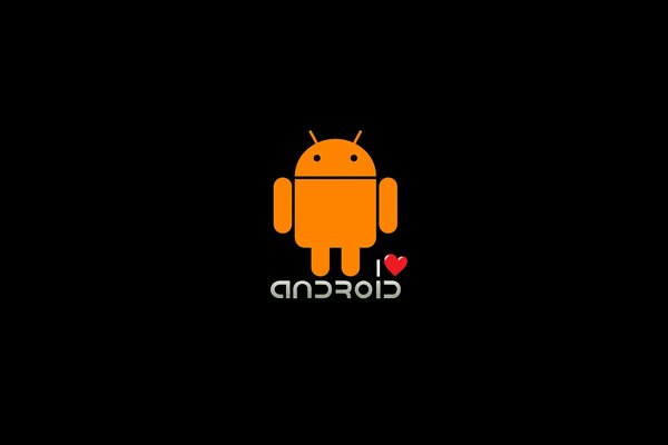 The orange android sign on a black background