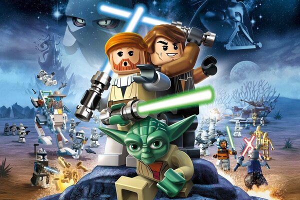 Cartoon star wars against the sky