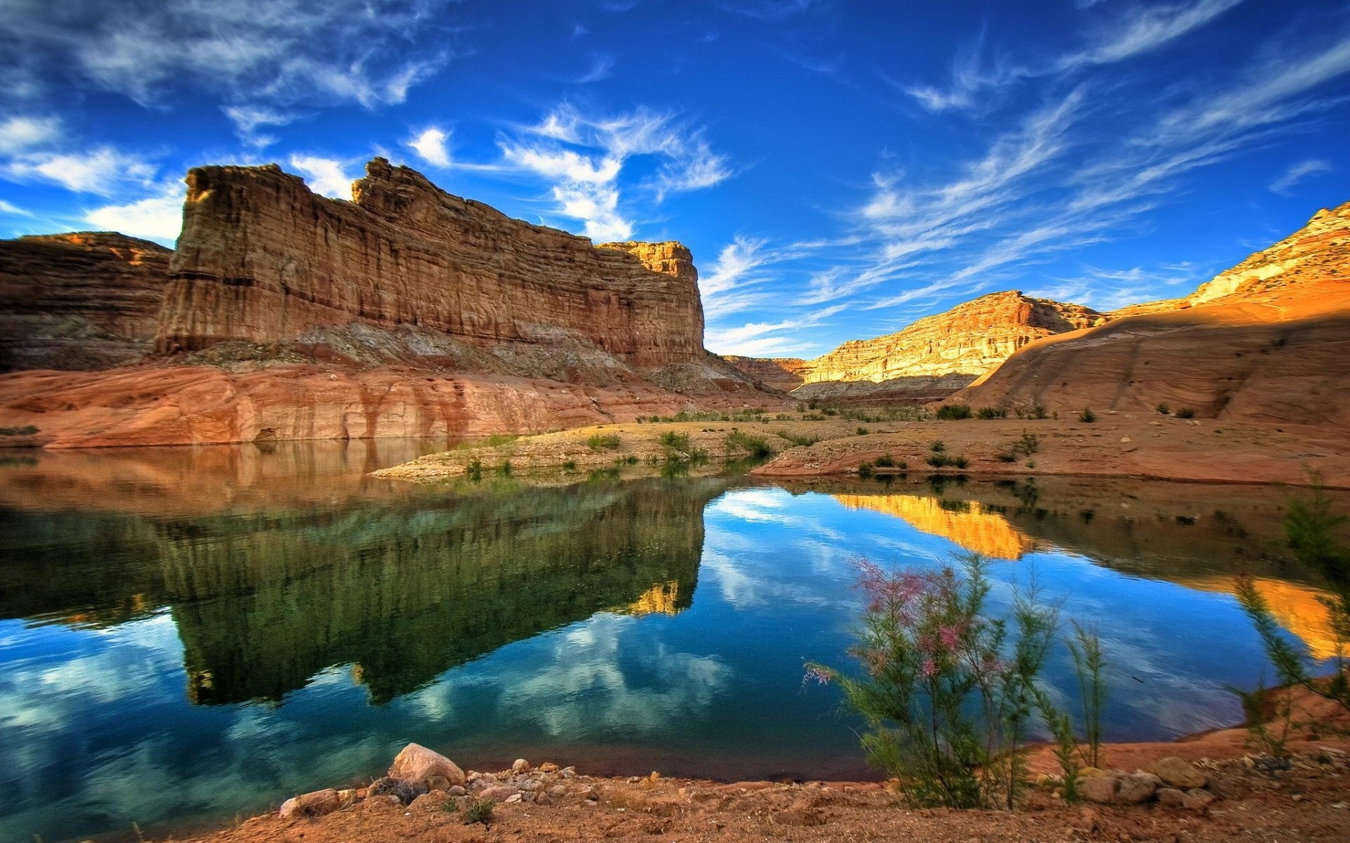 landscapes travel water landscape scenic outdoors nature rock sky mountain desert geology remote canyon valley sandstone lake sunset reflection dawn stones rocks