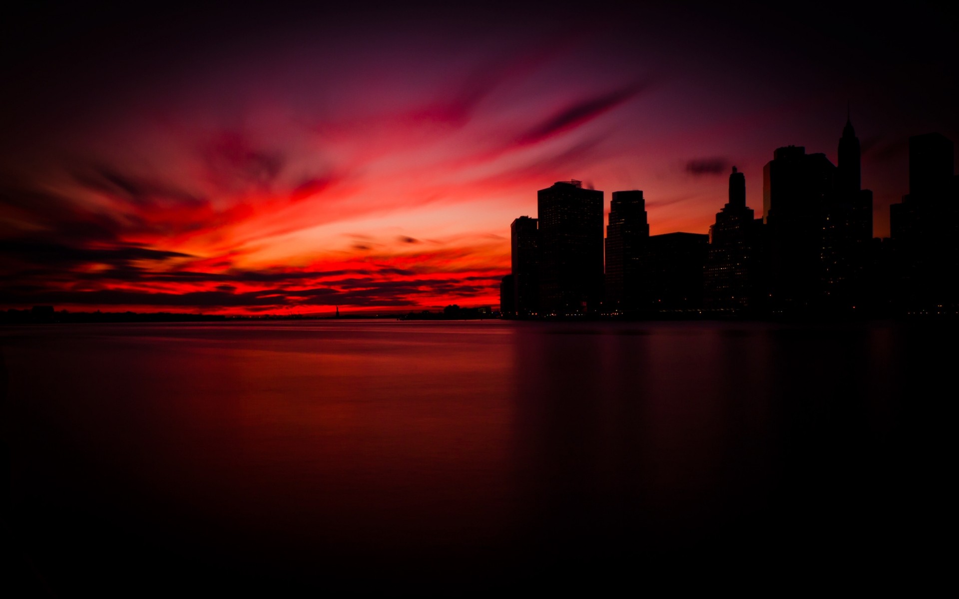 landscapes sunset dusk evening dawn water sky moon skyline