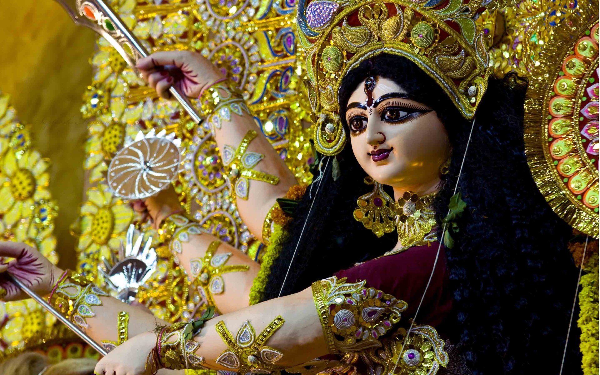 cartoons decoration gold art traditional color festival bright sanskrit durga devi background invincible