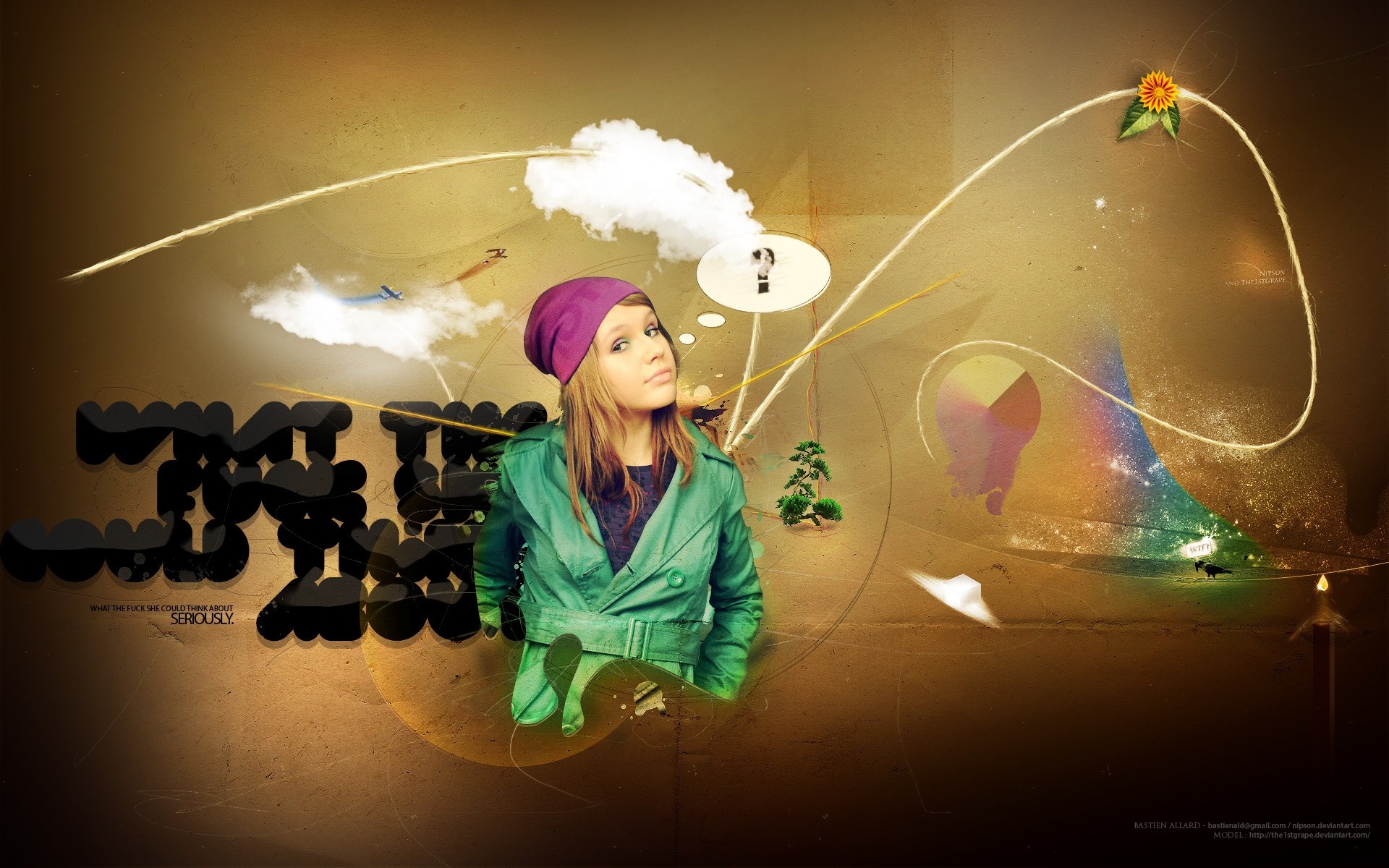 photo manipulation magic music girl wtf art cute flower