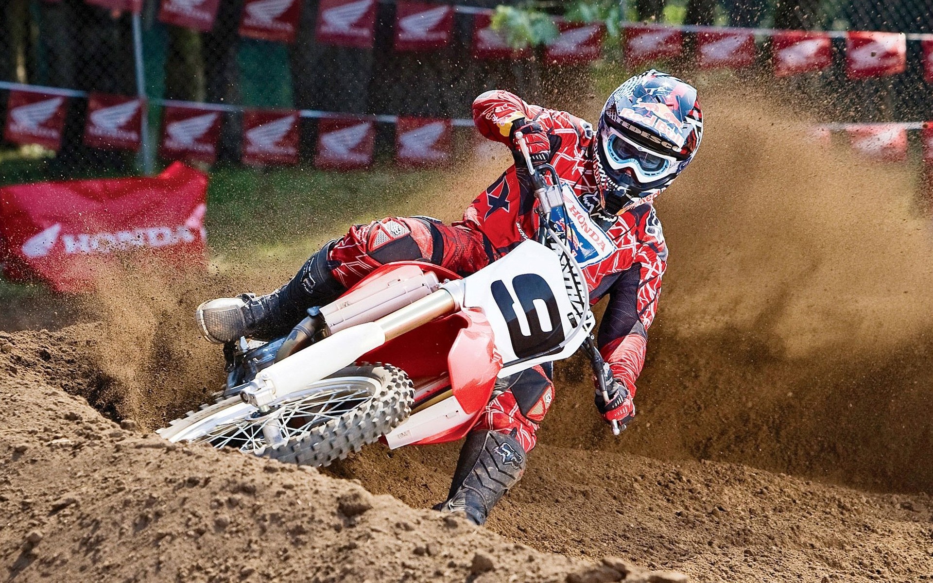 cycling competition soil race racer hurry action motocross sport track bike motion helmet vehicle dirt red bull honda
