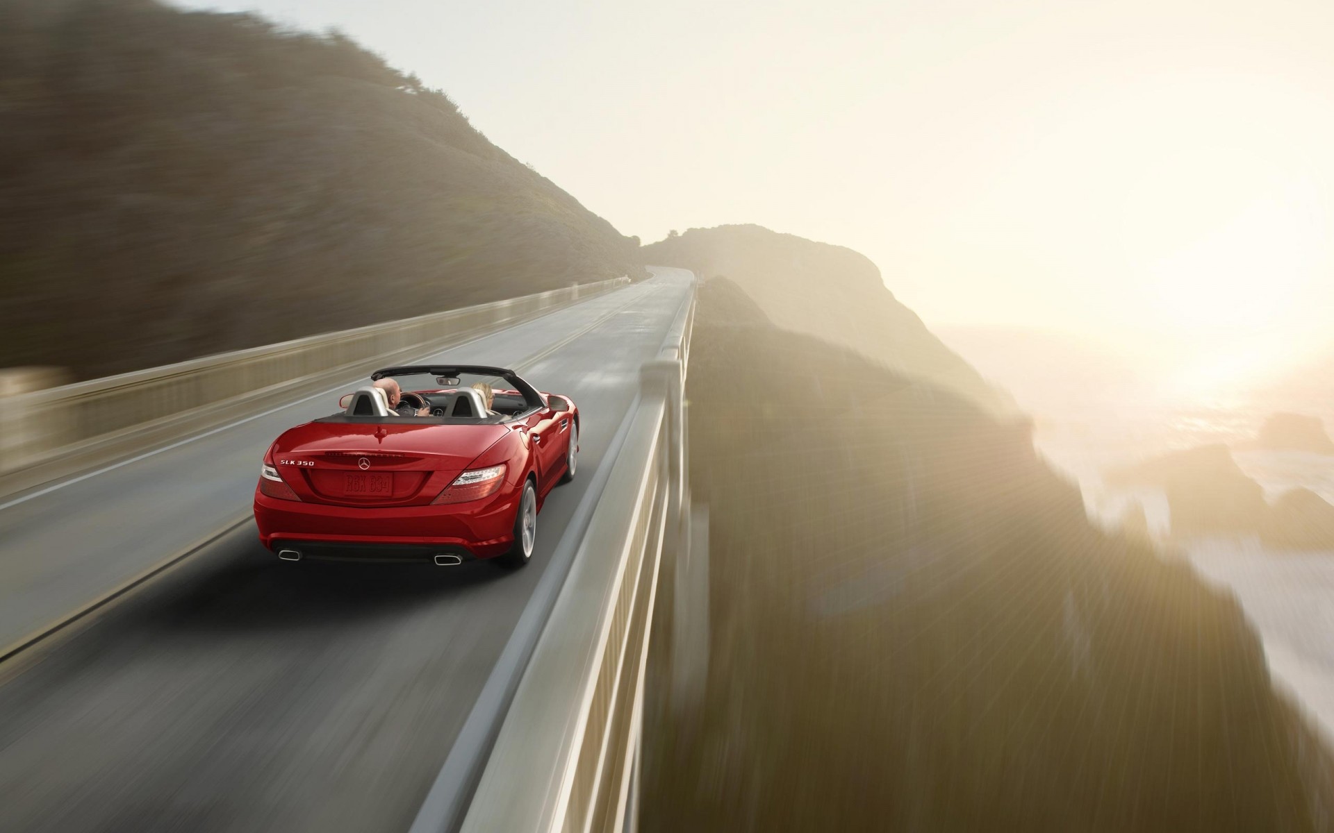 mercedes-benz blur car travel transportation system action vehicle hurry road sunset fog fast mercedes benz slk