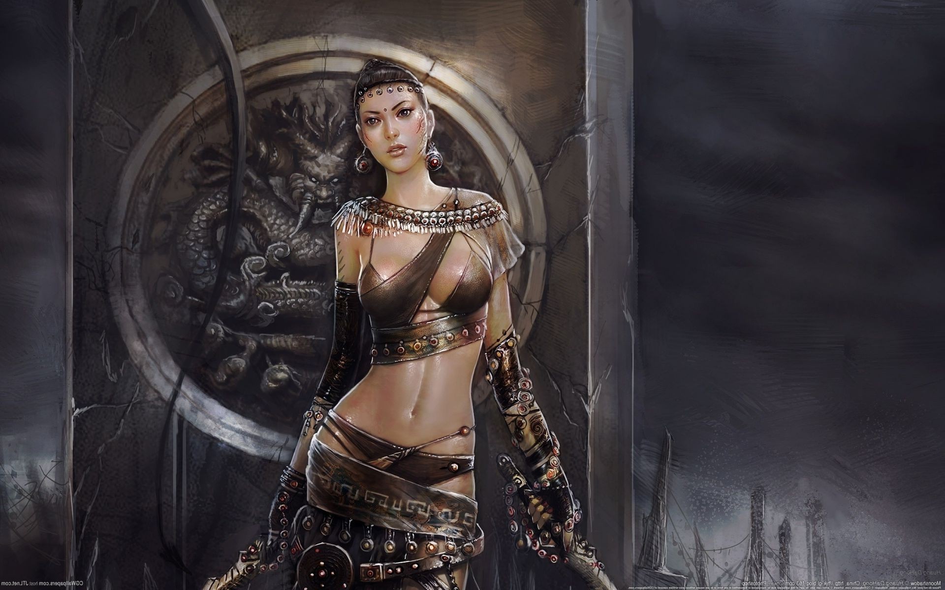 warrior woman art one adult fantasy fashion portrait sexy sword model lady