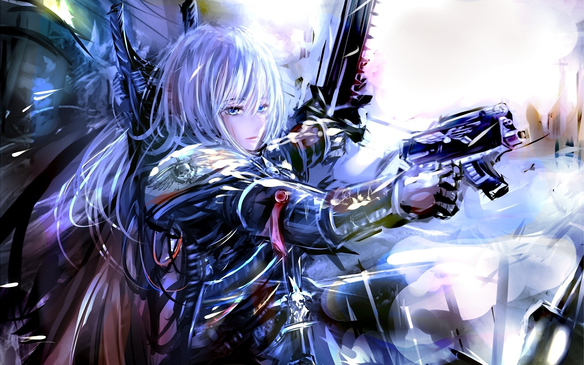 other games girl blonde weapons equipment sister of battle