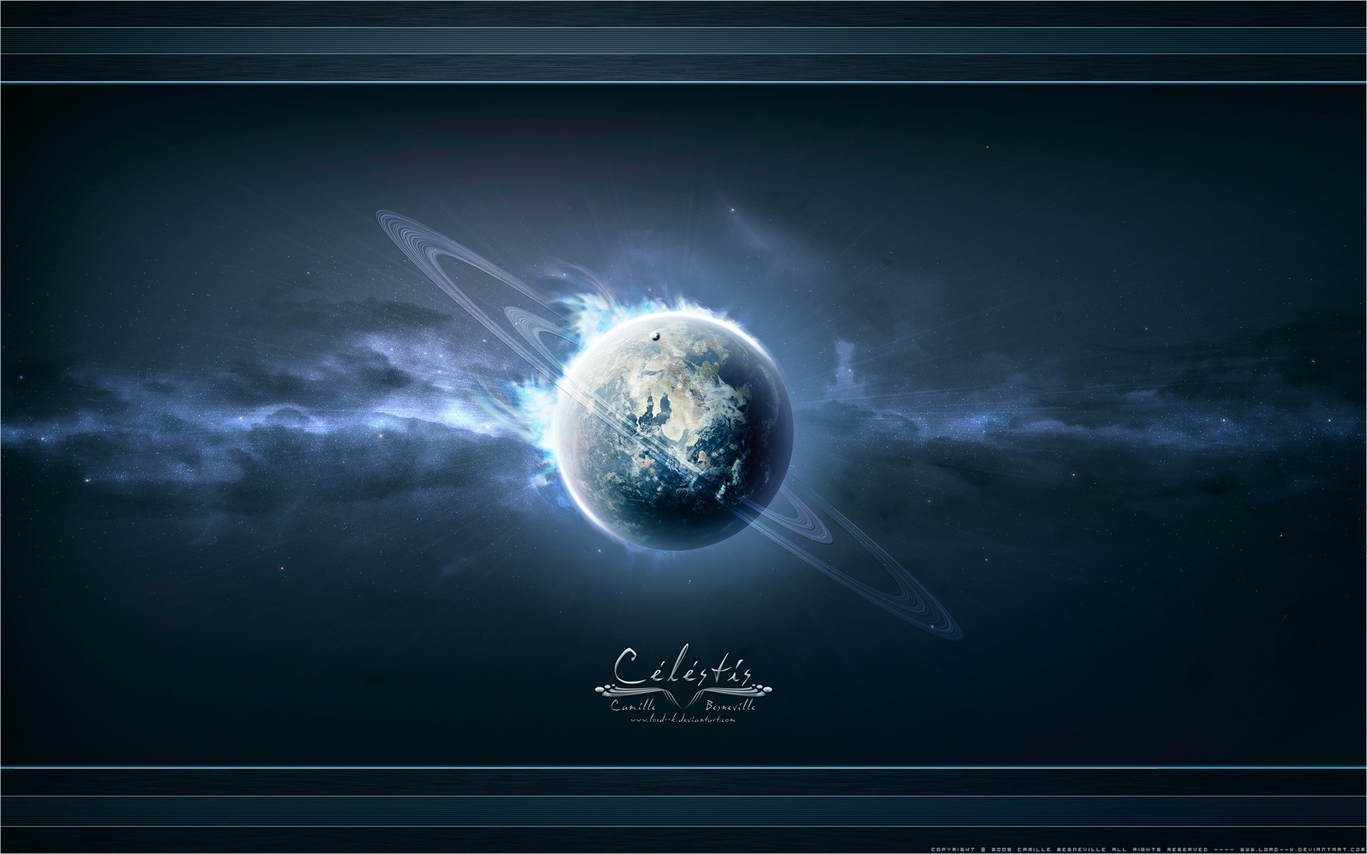 photo manipulation planet desktop moon ball-shaped space sphere light dark
