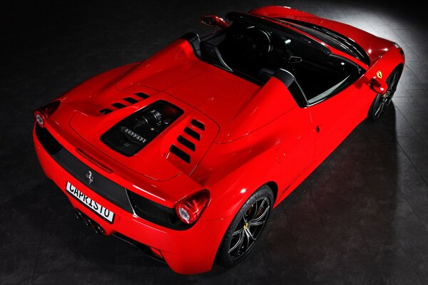 Red pretentious Ferrari Spider
