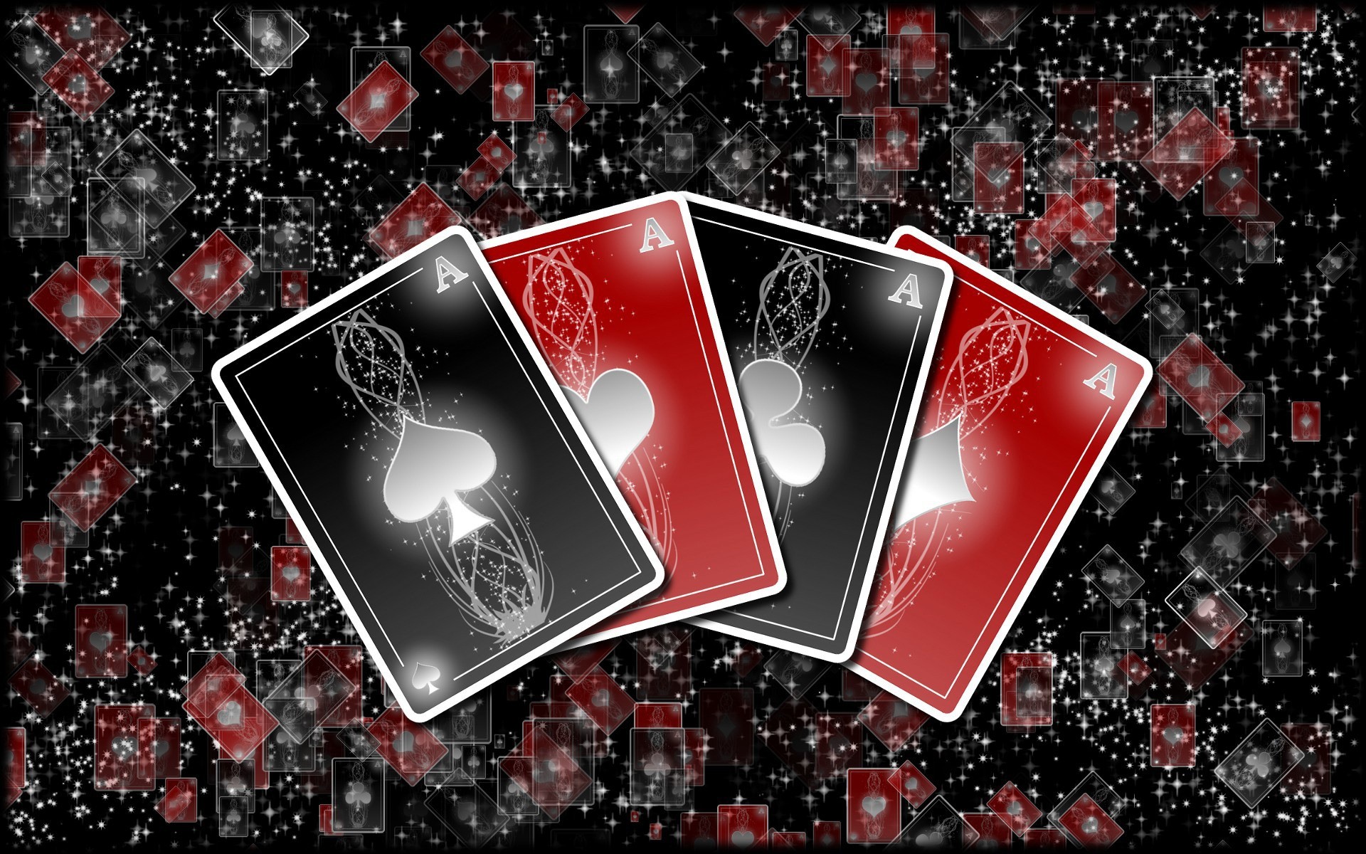 abstract and graphics desktop shining technology screen display poker cards ace glow