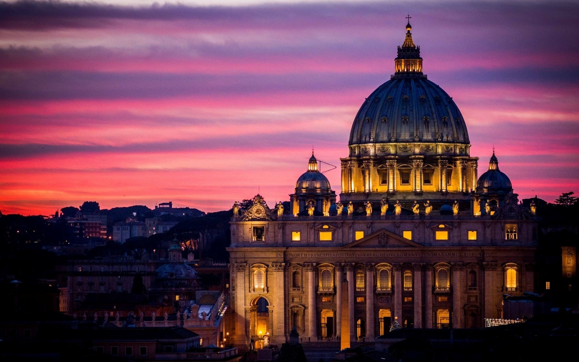 italy architecture dome travel church dusk evening city cathedral building religion sky landmark illuminated outdoors monument sunset cityscape vatican
