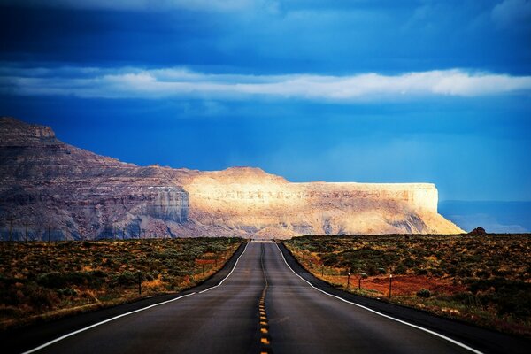 Traveling on a Desert road in the USA