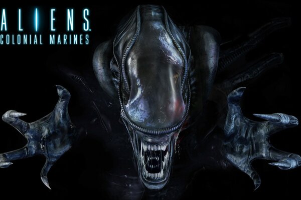 Dark colonial marine monster on black background