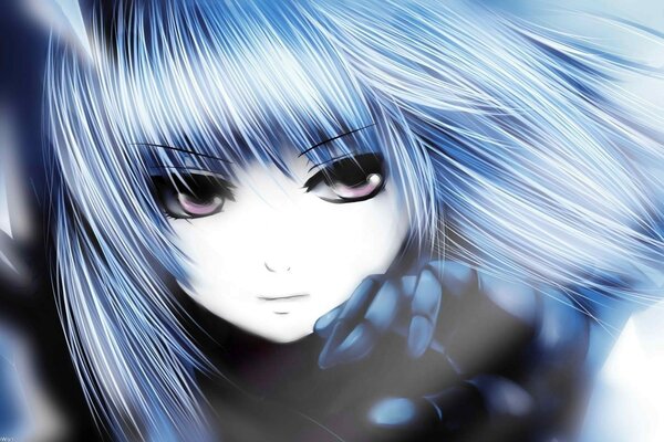 Portrait of a girl with blue hair
