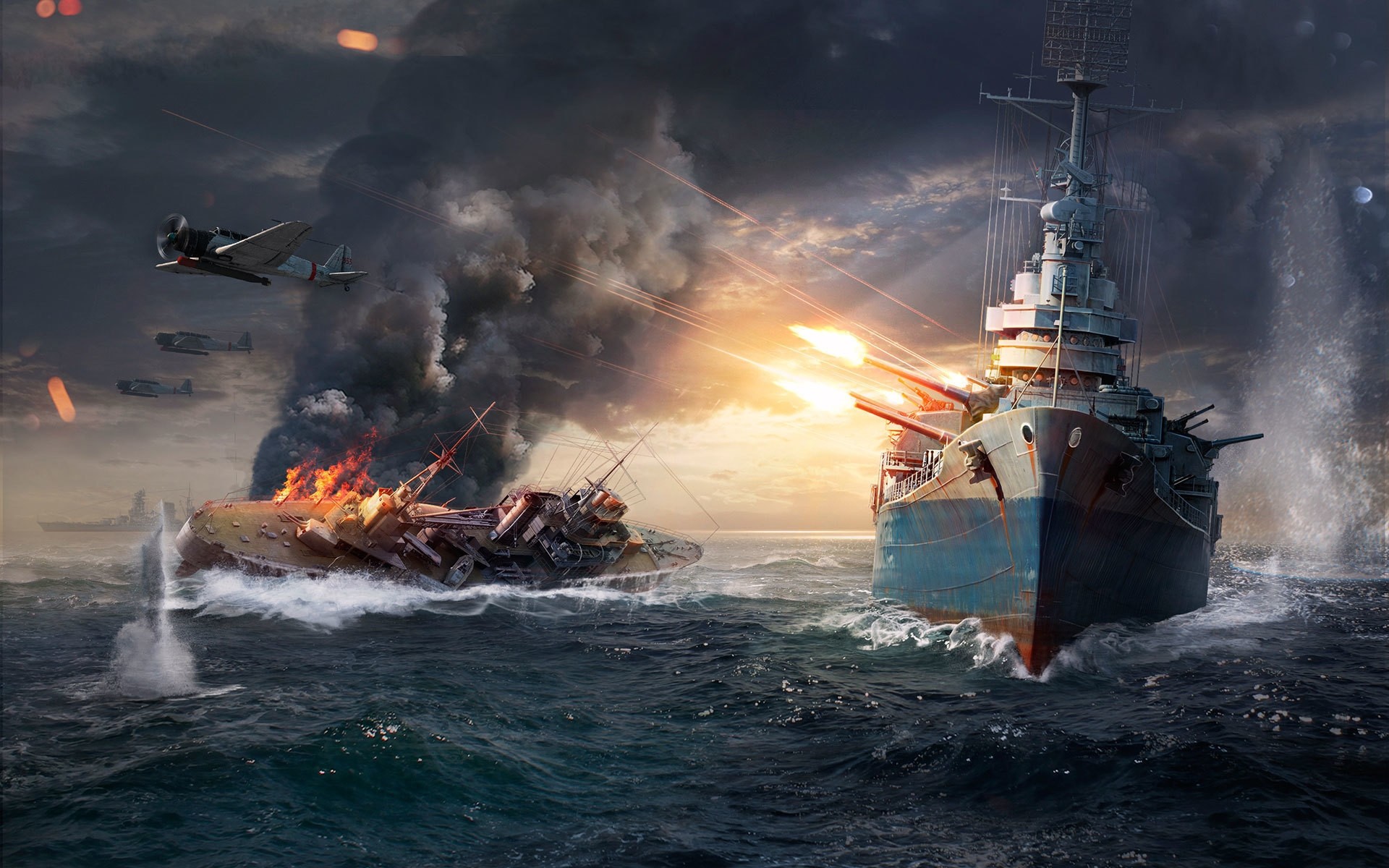 other games watercraft ship vehicle transportation system smoke water ocean sea warship navy flame calamity military boat storm world of warships fire ships