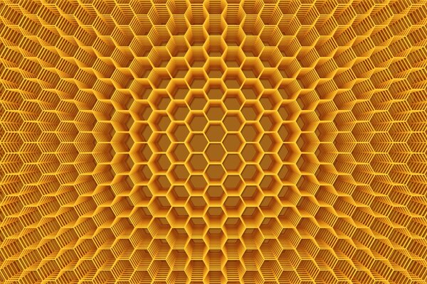 Abstraction of honeycomb with honey in a beehive