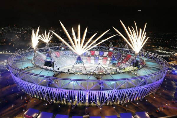 The celebration of the Olympic Games. Fireworks
