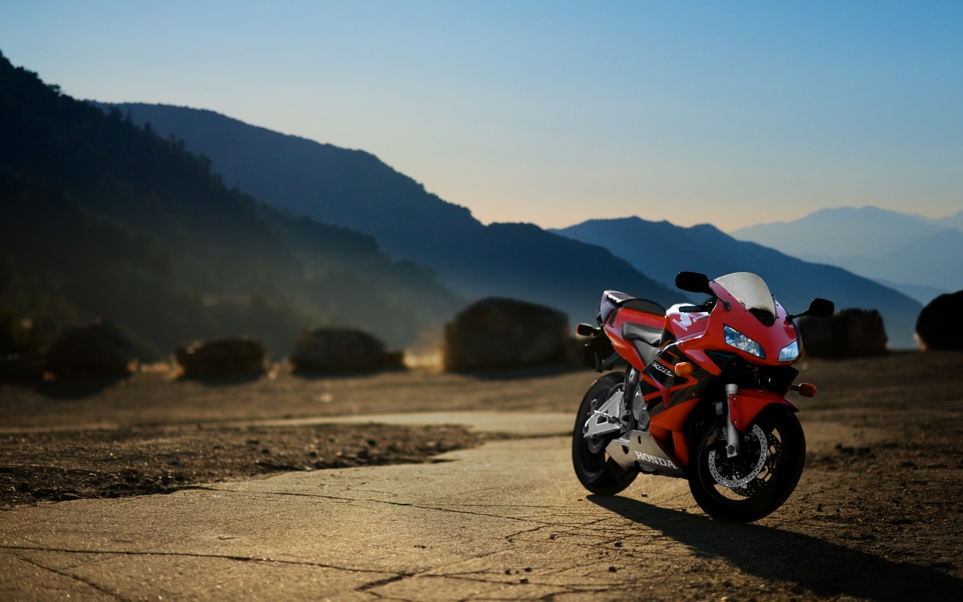 honda bike travel adventure mountain road sunset hurry