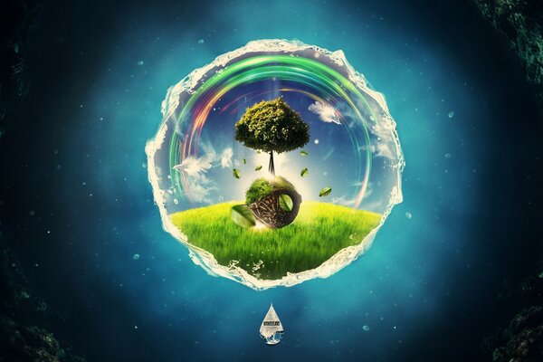 Green planet in the underwater world