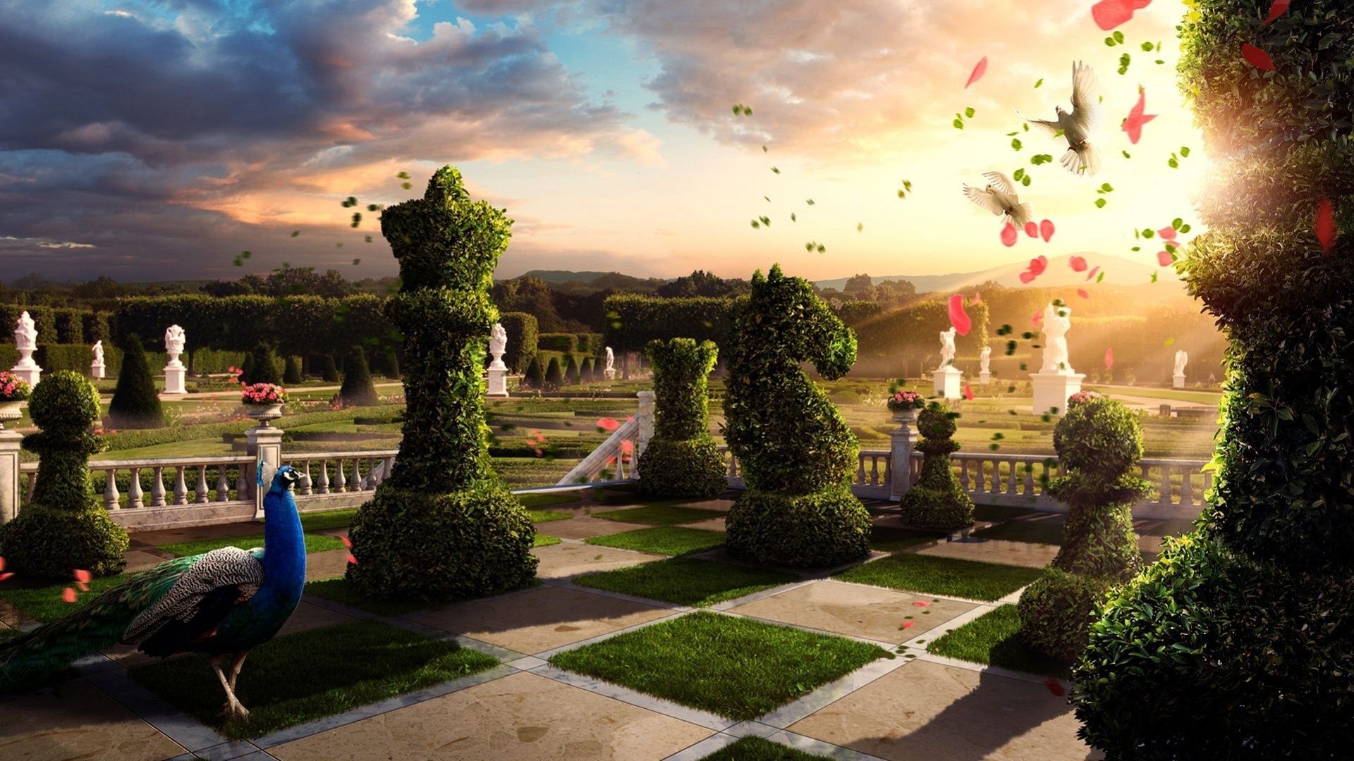 creative tree garden architecture park fountain city travel lawn house castle flower hedge