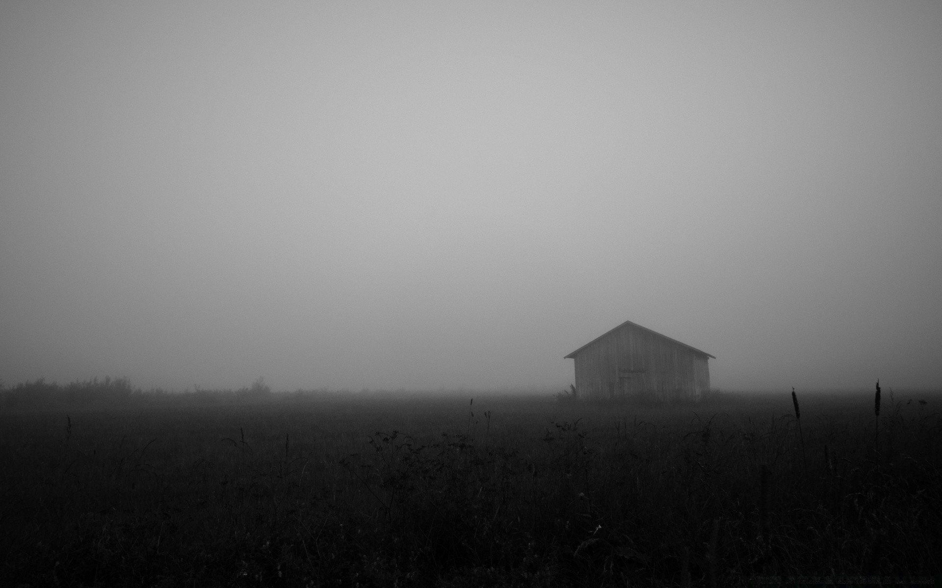 black and white fog landscape sunset barn dawn light mist sky farm