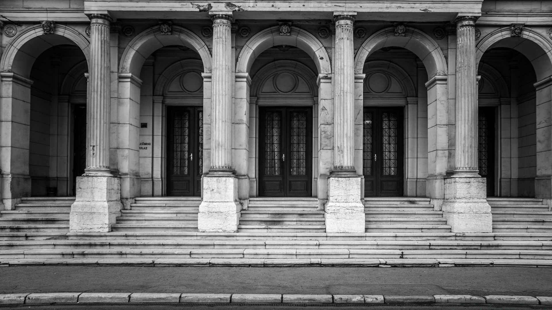 black and white architecture column stone building monument travel sculpture city classic marble veranda old step support tower arch art neoclassical