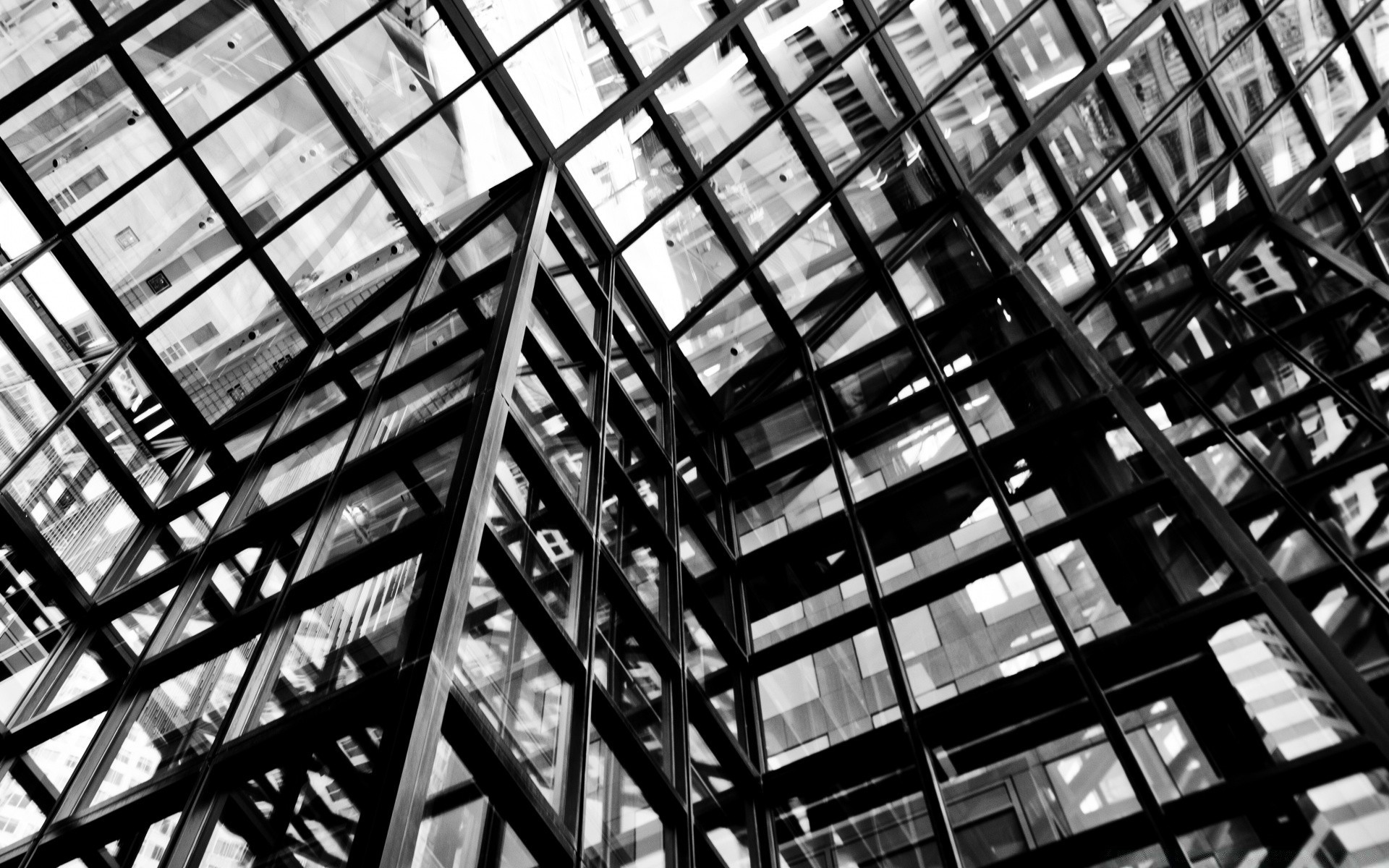 black and white monochrome glass architecture steel reflection perspective