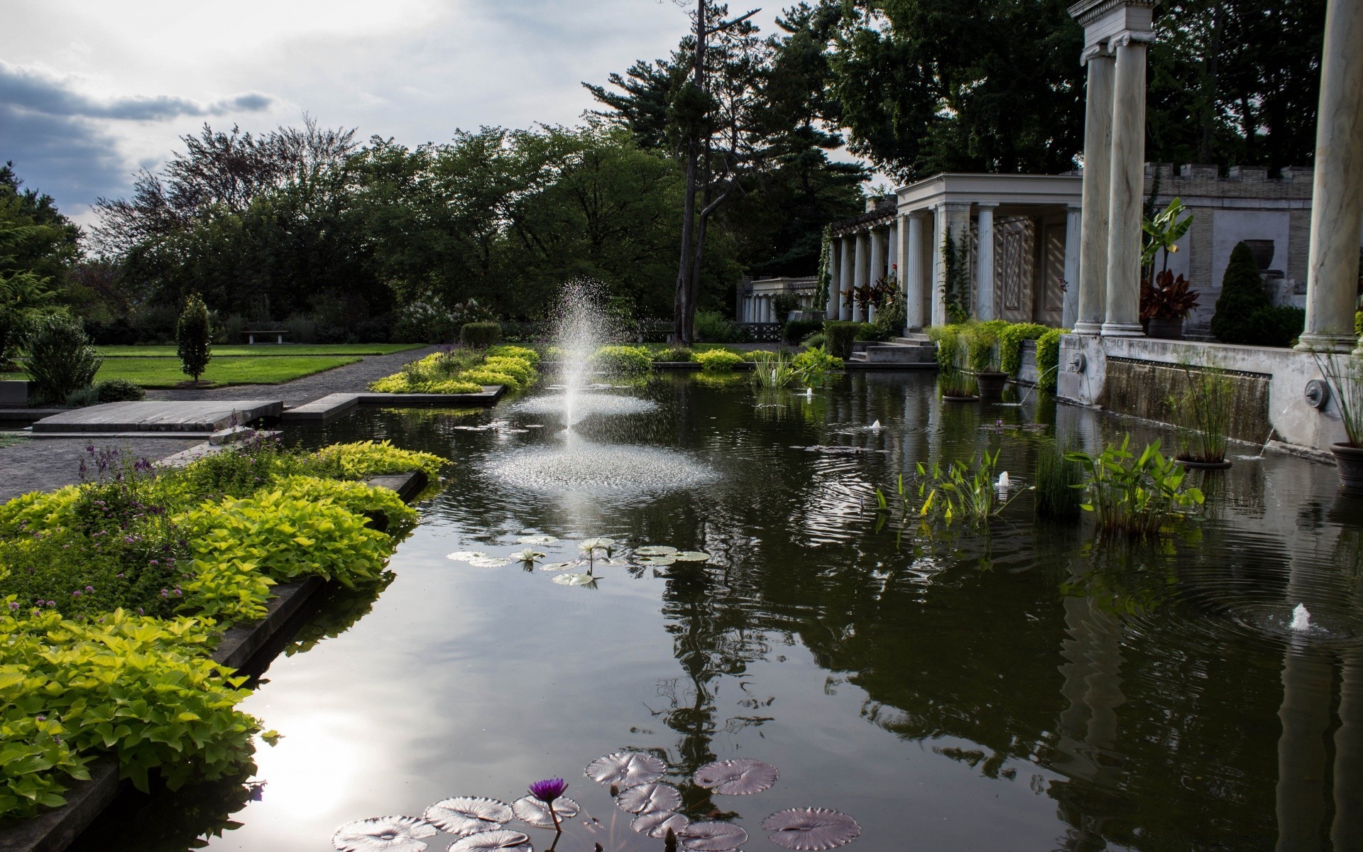 house and comfort water garden pool tree river park outdoors architecture travel lake fountain reflection nature house summer