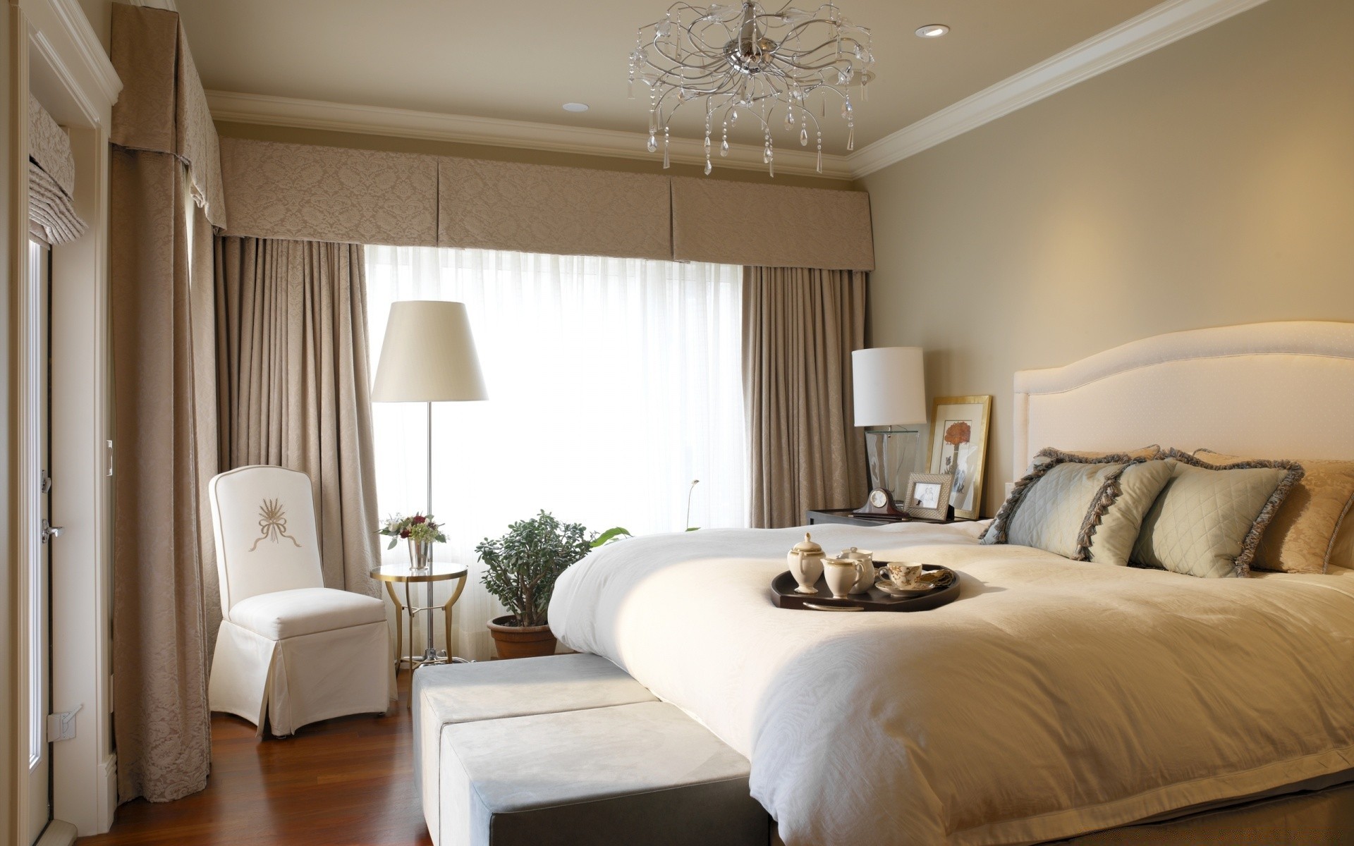 interior furniture bedroom room bed lamp pillow indoors hotel home window rug interior design house headboard apartment table floor curtain contemporary luxury