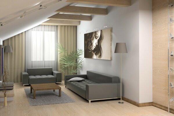 The interior is modern in restrained tones