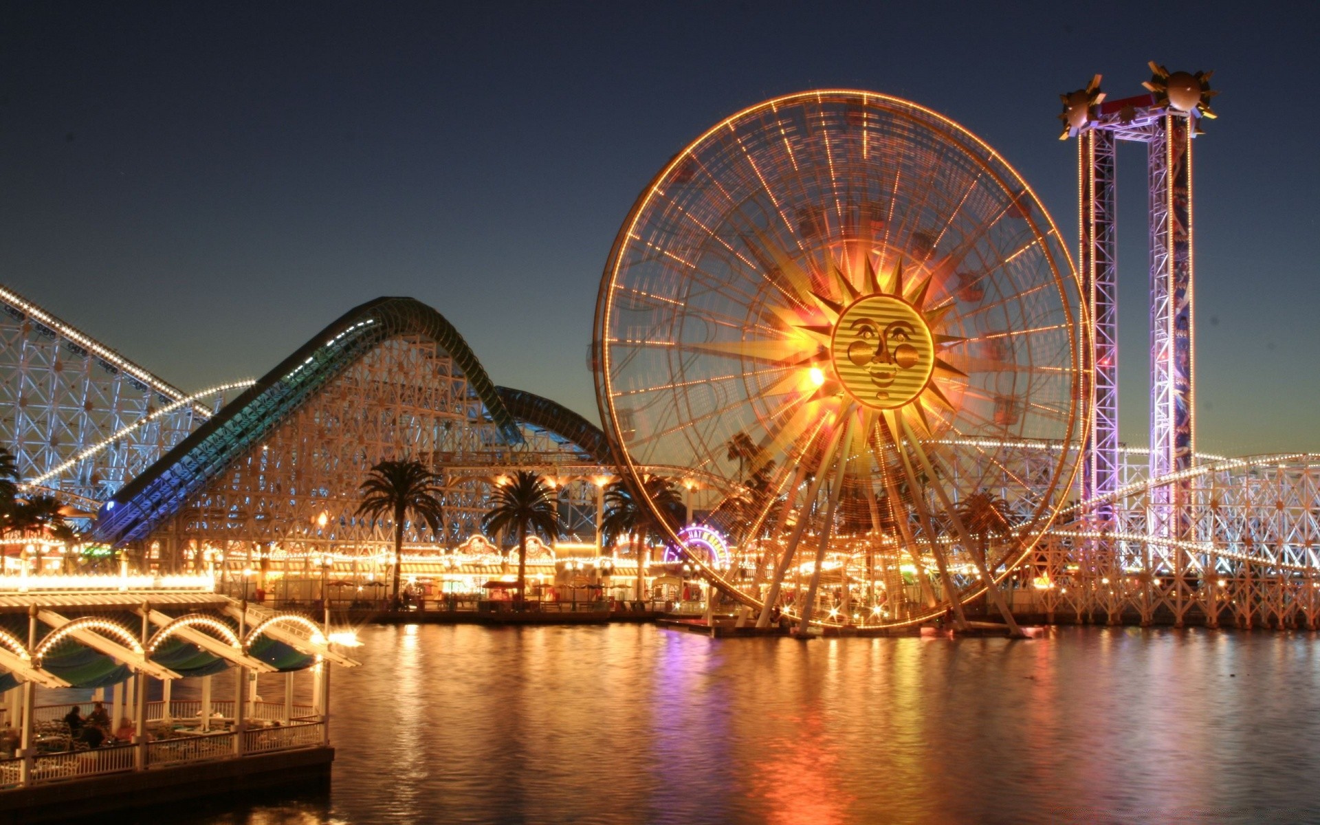 other city bridge ferris wheel river city water evening architecture sky urban dusk landmark travel building light festival modern reflection construction illuminated sight