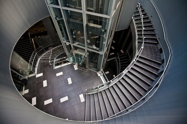 Stylish elevator and stairs