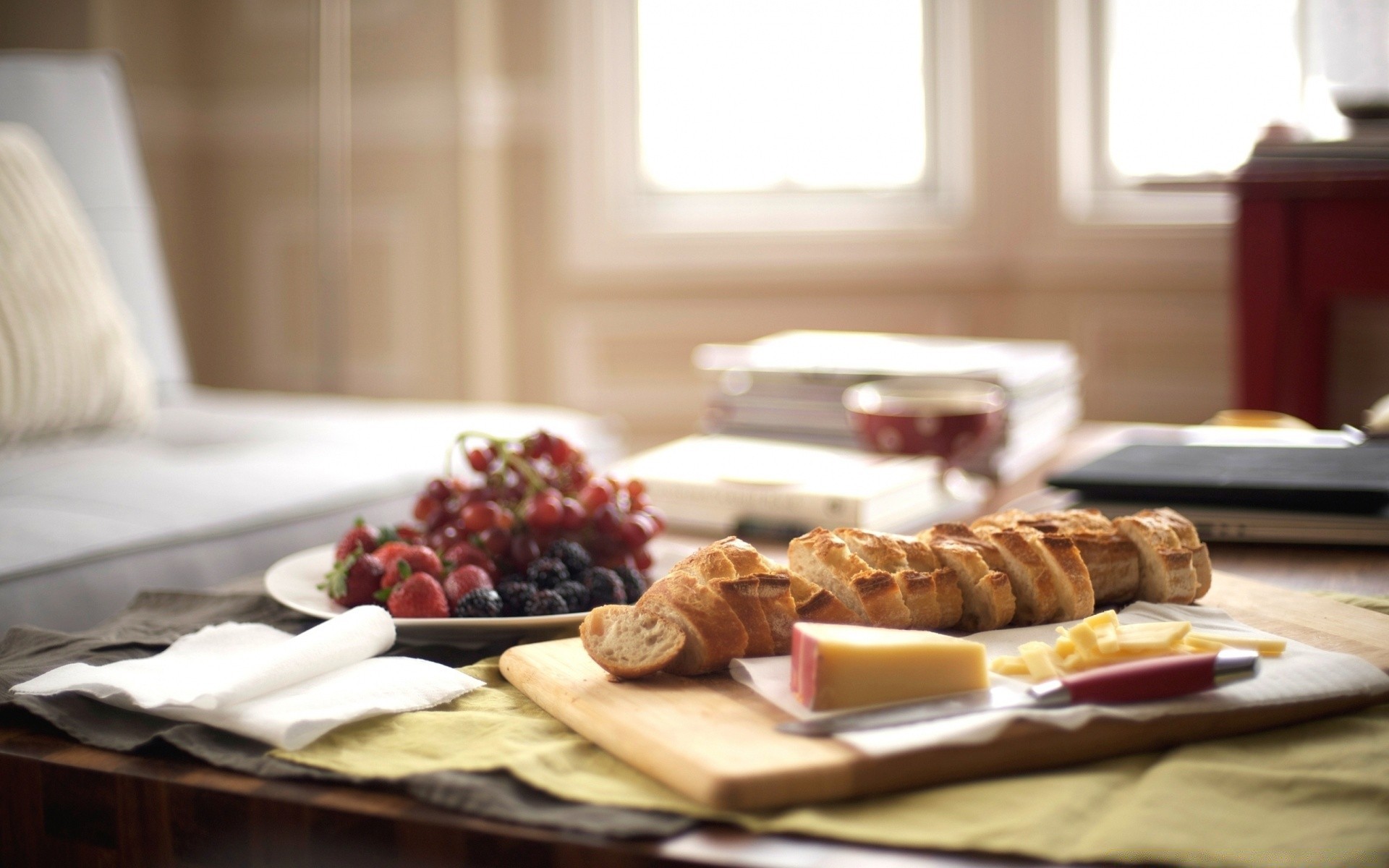 desserts food indoors table wood breakfast knife coffee fruit