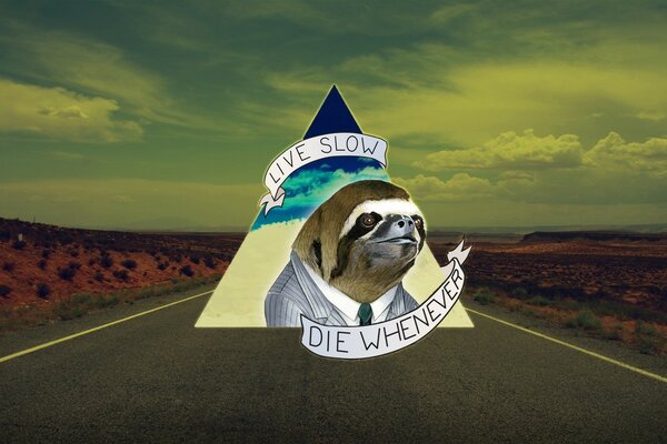A business sloth in a triangle suit