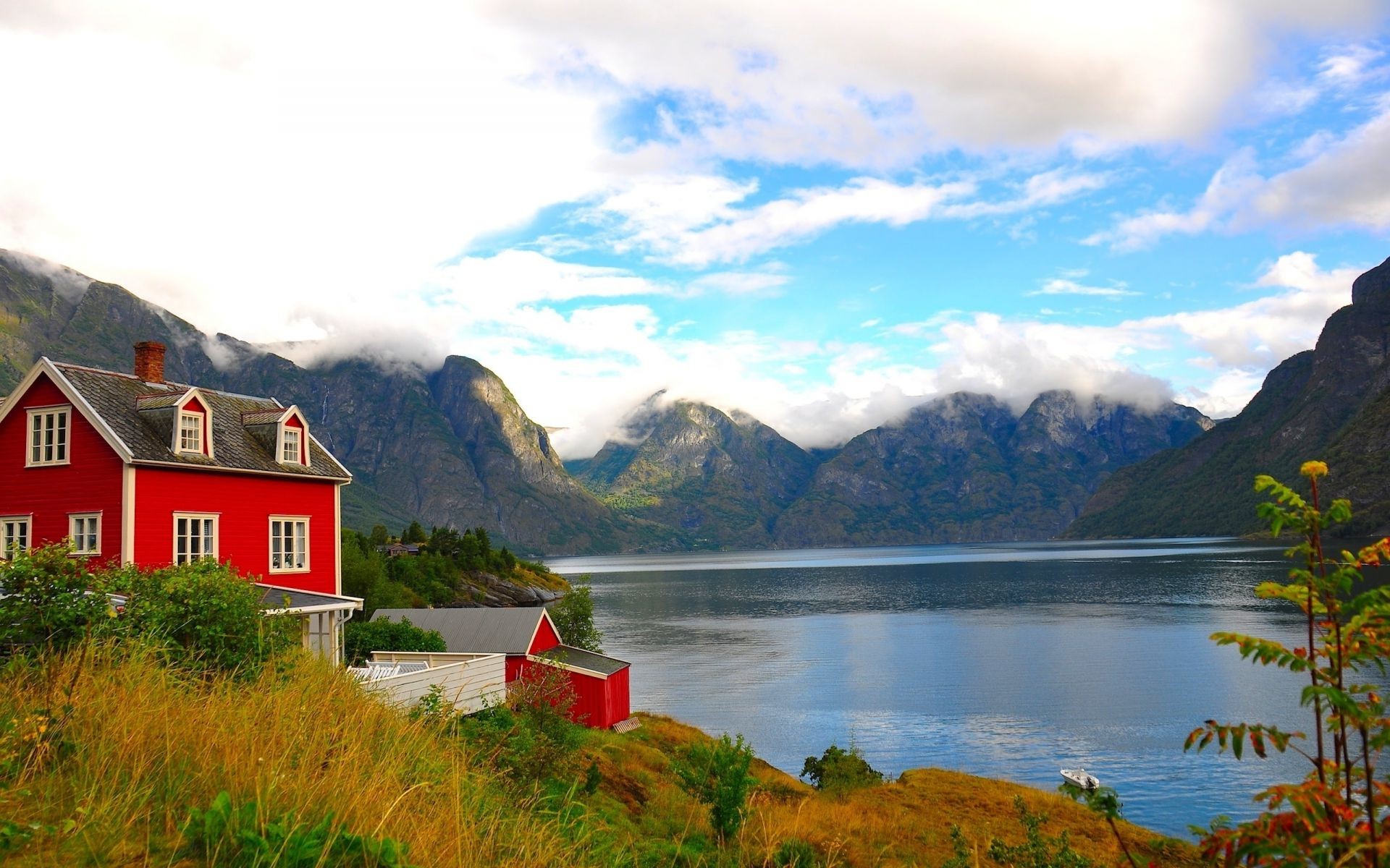 lake water travel nature outdoors mountain landscape sky fjord fall wood summer tree