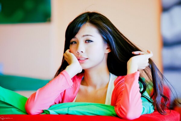 Portrait of a beautiful long-haired girl