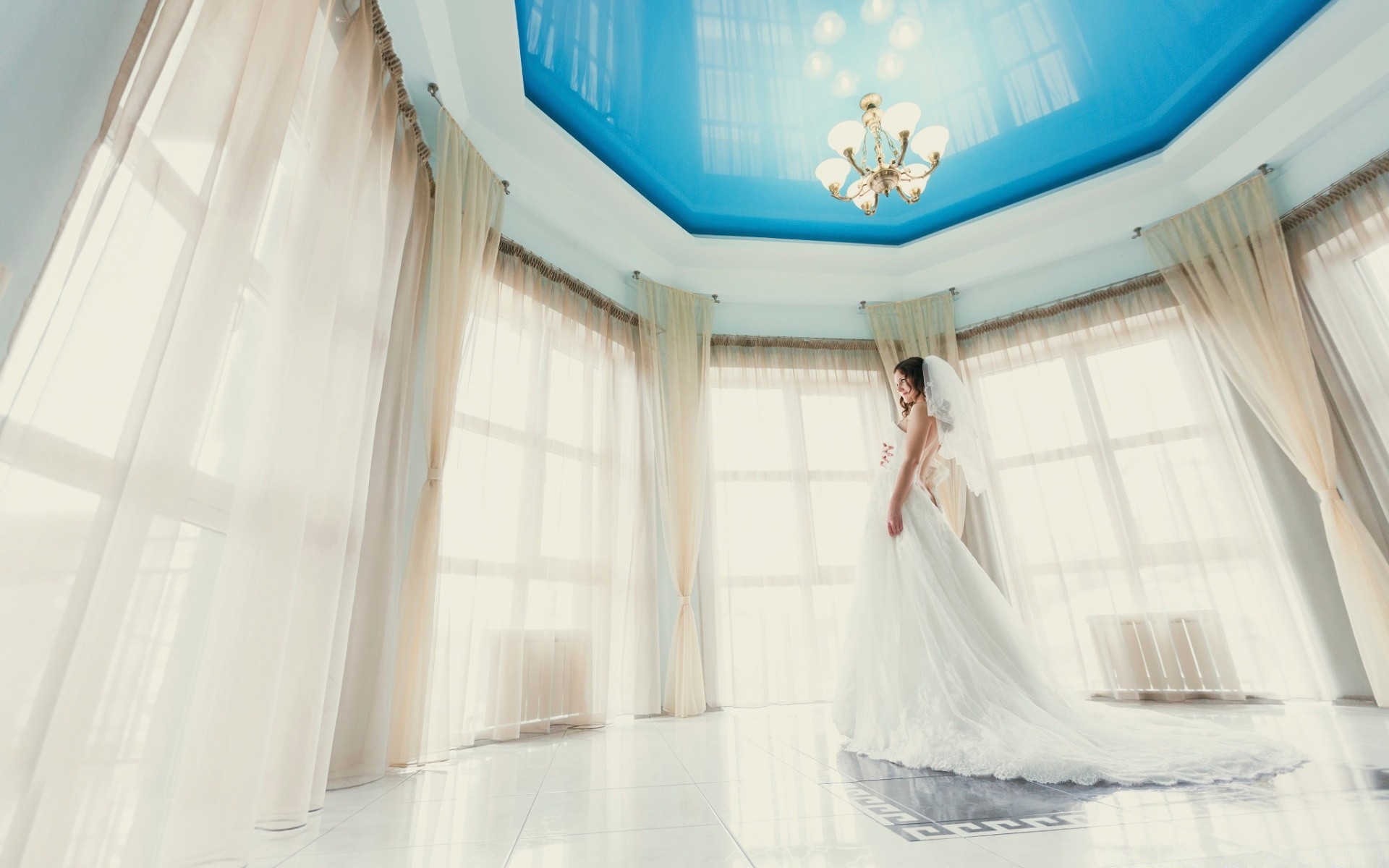 hearts indoors window inside wedding room bride veil light luxury family architecture