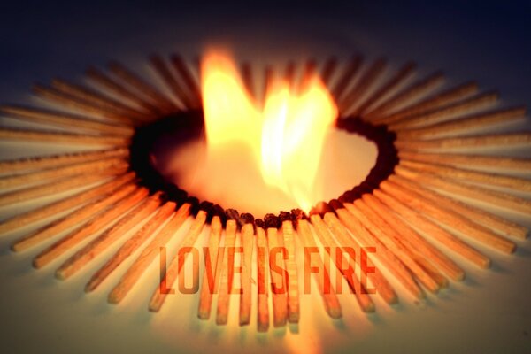 The flame in the middle of the heart of matches