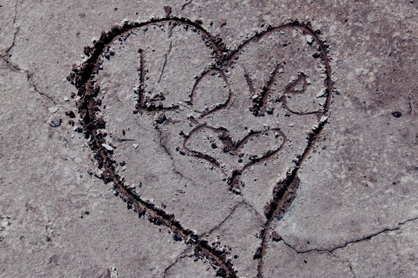 A painted heart on the ground